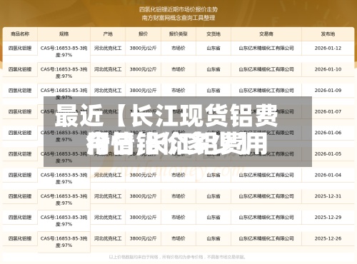 最近【长江现货铝费用行情,长江铝费用今日铝价多少】