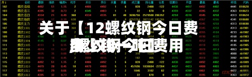 关于【12螺纹钢今日费用,螺纹钢今日费用多少钱一吨】