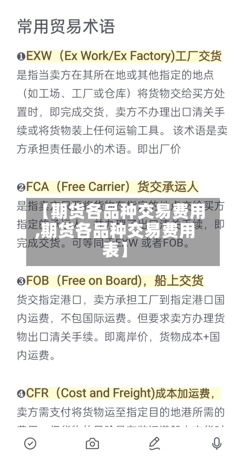 【期货各品种交易费用,期货各品种交易费用表】