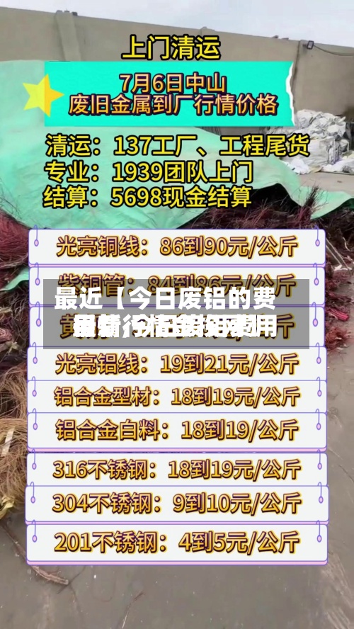 最近【今日废铝的费用行情,今日废铝费用最新行情金投网】-第2张图片
