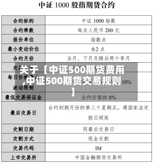 关于【中证500期货费用,中证500期货交易规则】