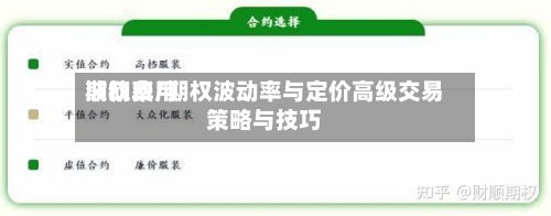 期权费用波动率/期权波动率与定价高级交易策略与技巧-第2张图片