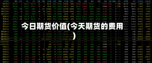 今日期货价值(今天期货的费用)
