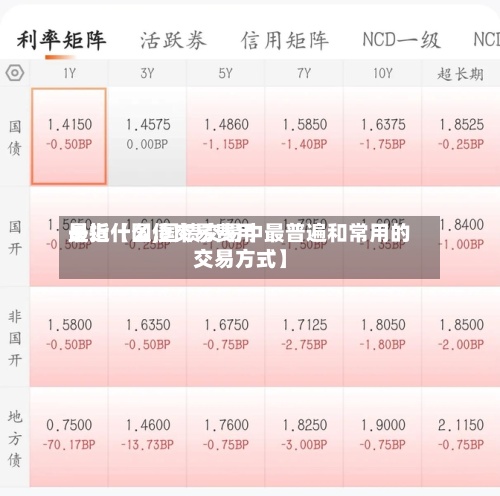 最近【国债交易费用是指什么,国债交易中最普遍和常用的交易方式】