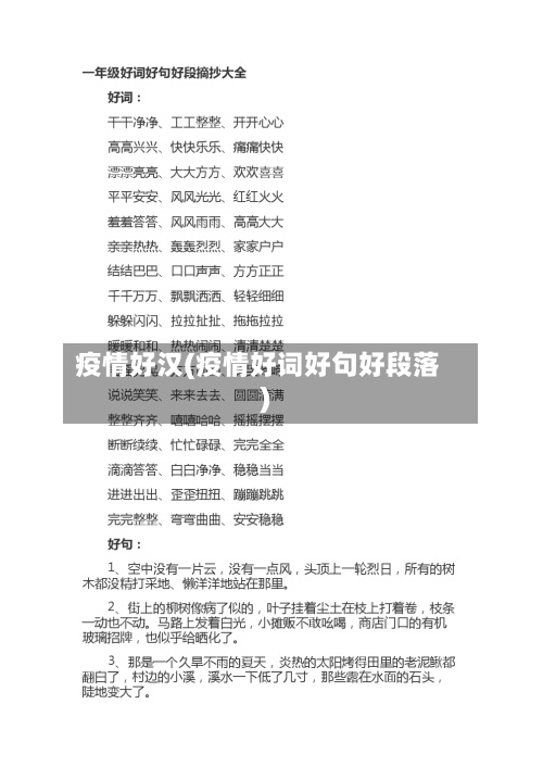 疫情好汉(疫情好词好句好段落)