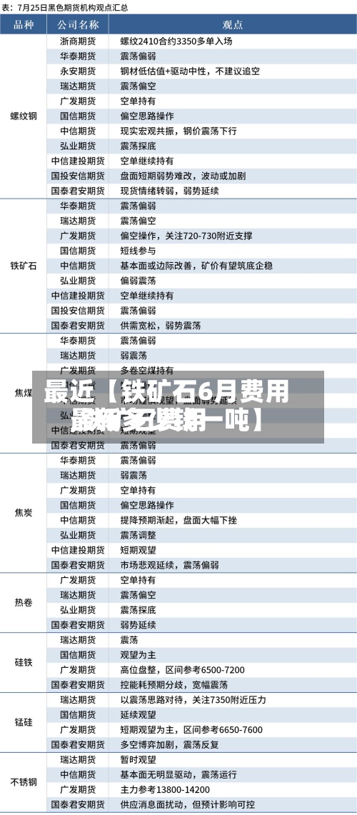 最近【铁矿石6月费用,铁矿石费用最新多少钱一吨】-第2张图片