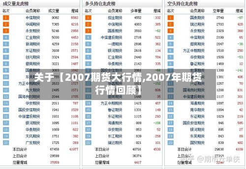 关于【2007期货大行情,2007年期货行情回顾】-第2张图片