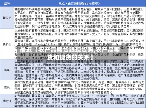 最近【农产品期货跟现货吗,农产品期货和现货的关系】