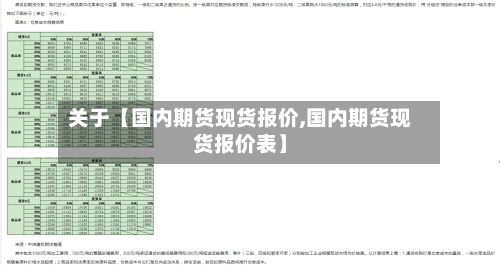 关于【国内期货现货报价,国内期货现货报价表】