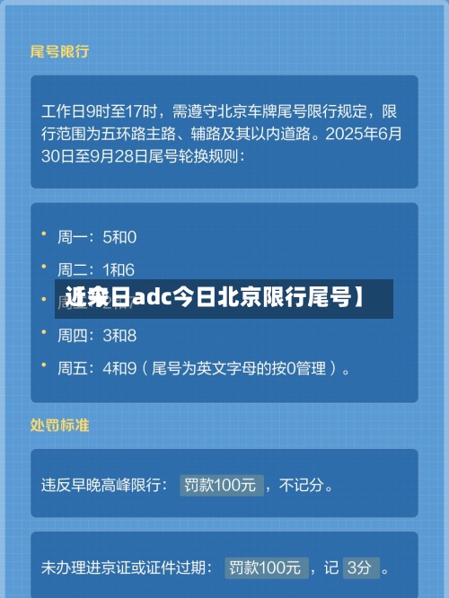 近来【今日adc今日北京限行尾号】