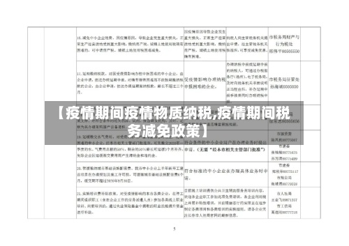 【疫情期间疫情物质纳税,疫情期间税务减免政策】