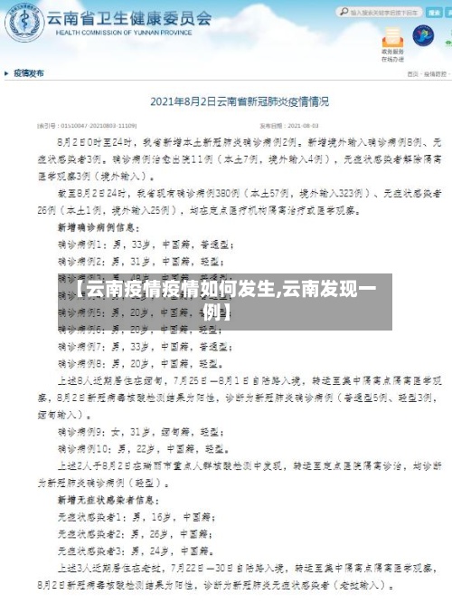 【云南疫情疫情如何发生,云南发现一例】