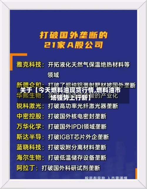 关于【今天燃料油现货行情,燃料油市场强势上行新】