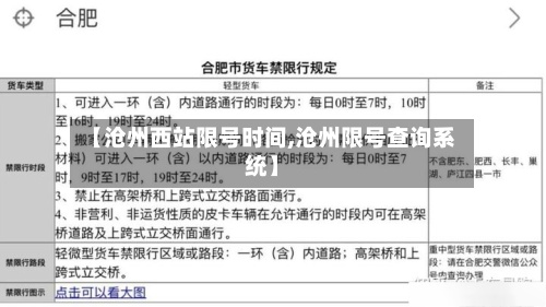 【沧州西站限号时间,沧州限号查询系统】-第2张图片