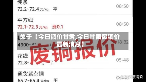 关于【今日铜价甘肃,今日甘肃废铜价最新消息】