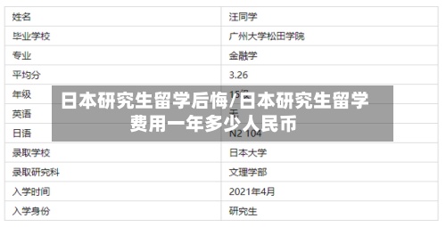 日本研究生留学后悔/日本研究生留学费用一年多少人民币-第2张图片