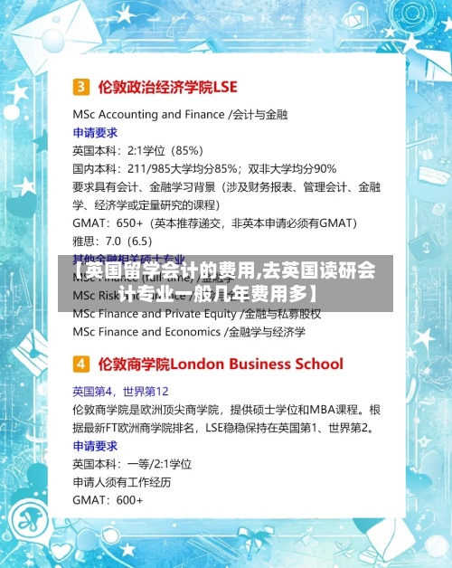 【英国留学会计的费用,去英国读研会计专业一般几年费用多】