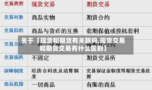 关于【现货和期货有关联吗,现货交易和期货交易有什么区别】-第2张图片