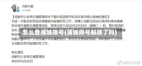 怎么查蒲城限号(蒲城限号解除了吗)