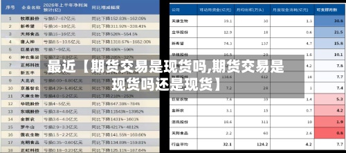 最近【期货交易是现货吗,期货交易是现货吗还是现货】
