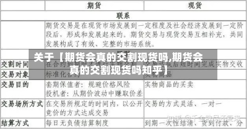 关于【期货会真的交割现货吗,期货会真的交割现货吗知乎】