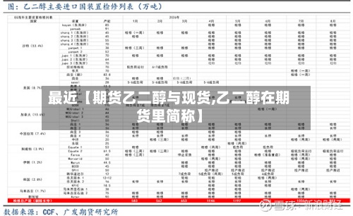 最近【期货乙二醇与现货,乙二醇在期货里简称】