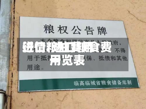 进口粮油费用行情/进口粮食费用一览表