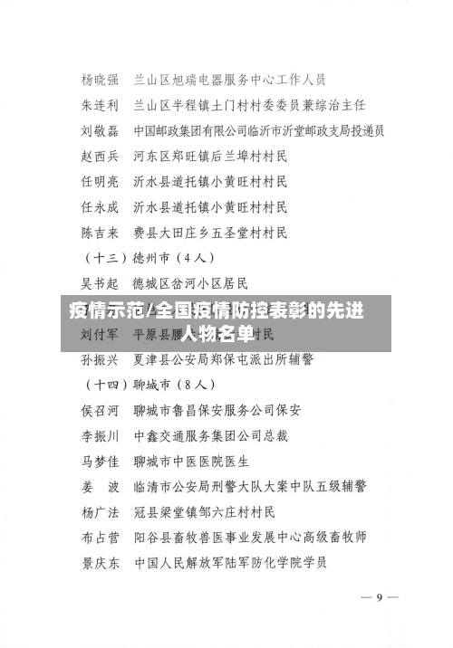 疫情示范/全国疫情防控表彰的先进人物名单-第3张图片