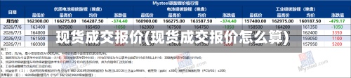 现货成交报价(现货成交报价怎么算)
