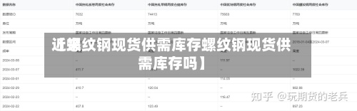近来【螺纹钢现货供需库存螺纹钢现货供需库存吗】-第3张图片