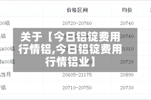 关于【今日铝锭费用行情铝,今日铝锭费用行情铝业】