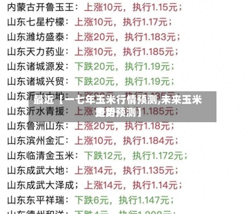 最近【一七年玉米行情预测,未来玉米费用走势预测】