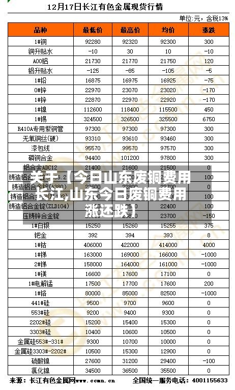 关于【今日山东废铜费用长江,山东今日废铜费用涨还跌】-第3张图片
