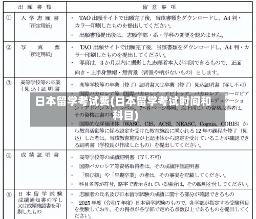 日本留学考试费(日本留学考试时间和科目)